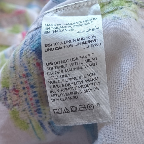 Chico's 100% Linen Novelty City Print Sz 3 Long Sleeve Button Down Front Blouse - Picture 9 of 15